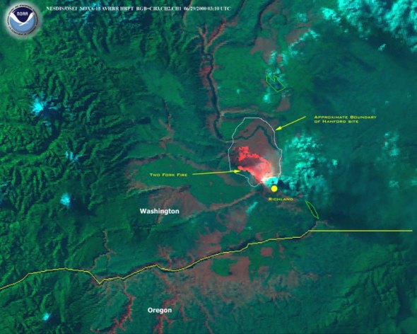 SATELLITE IMAGE OF WASHINGTON STATE FIRE.